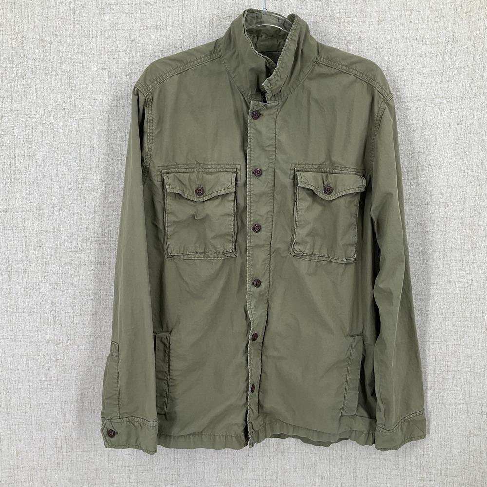 Lucky Brand Field Jacket Mens Large Olive Green Cotton Military Utility L-54C‎